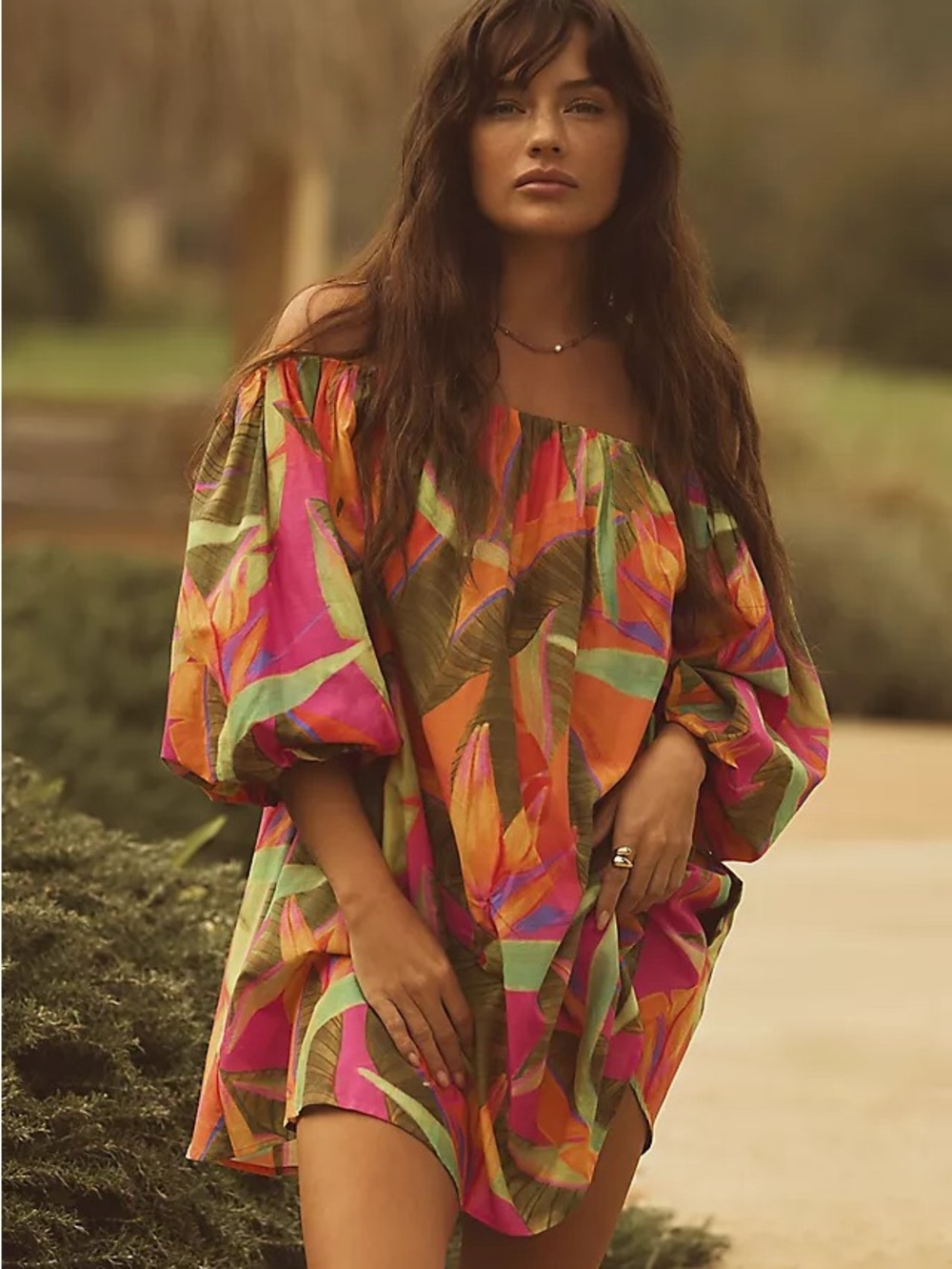 Anthropologie x FARM rio Multicolor Pink Orange Green cover up sz small
